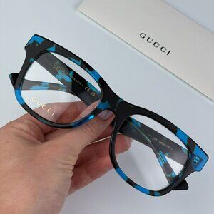 Gucci GG1332O 006 BRAND NEW Eyeglasses Spotted Black Turquoise Havana Square Men